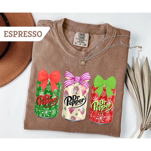 Christmas Dr Pepper T-Shirt, Festive Holiday Tee, Xmas Gift, Trendy Christmas Soda Tee, Retro Soda Can, Dr Pepper Lover Tee