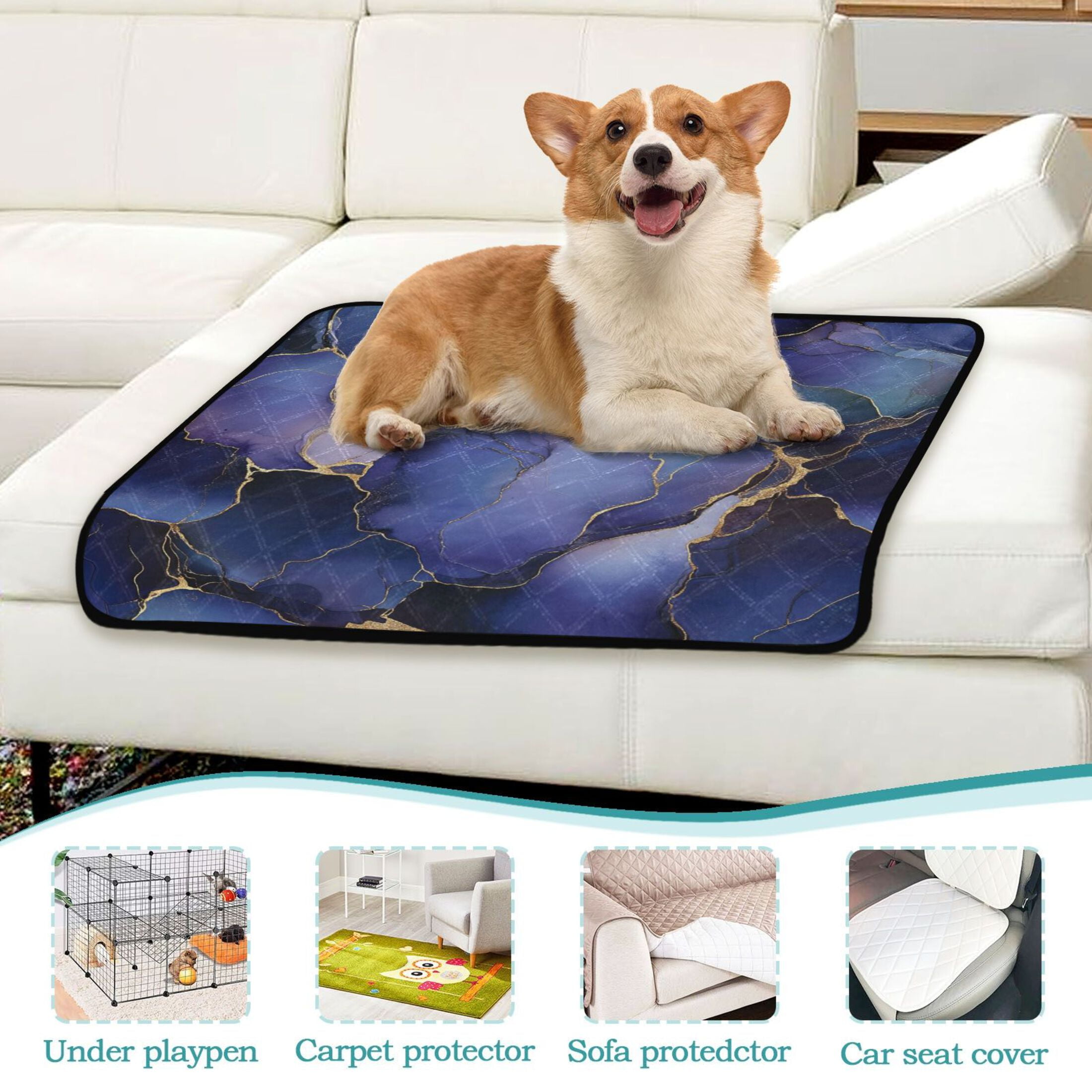 Qxltty Purple Gilt Pattern Cat litter Pads Pet Set of 3 Diaper Mats Center Anti-leakage Layer Absorbent Soft and Comfortable