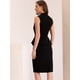 thumbnail image 3 of Vestido de lápiz peplum para mujer con cuello falso sin mangas vestidos de tubo de trabajo Negro XS, 3 of 6