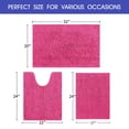 thumbnail image 6 of HAKUNA Striped Hot Pink Bathroom Rug Set 3 Pieces Ultra Soft, Non Slip Chenille Toilet Mat, Absorbent Plush Shaggy Bath Mats for Bathroom, Bedroom, Kitchen, 6 of 7