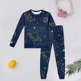 thumbnail image 3 of Zhuashum Kid Outfits For Girls 6-7 Years Molticolor Galaxy Graphic Clothes Sleepwear Round Neck Long Sleeve Set Daily Comfortable Girls Clothing Navy, 3 of 3