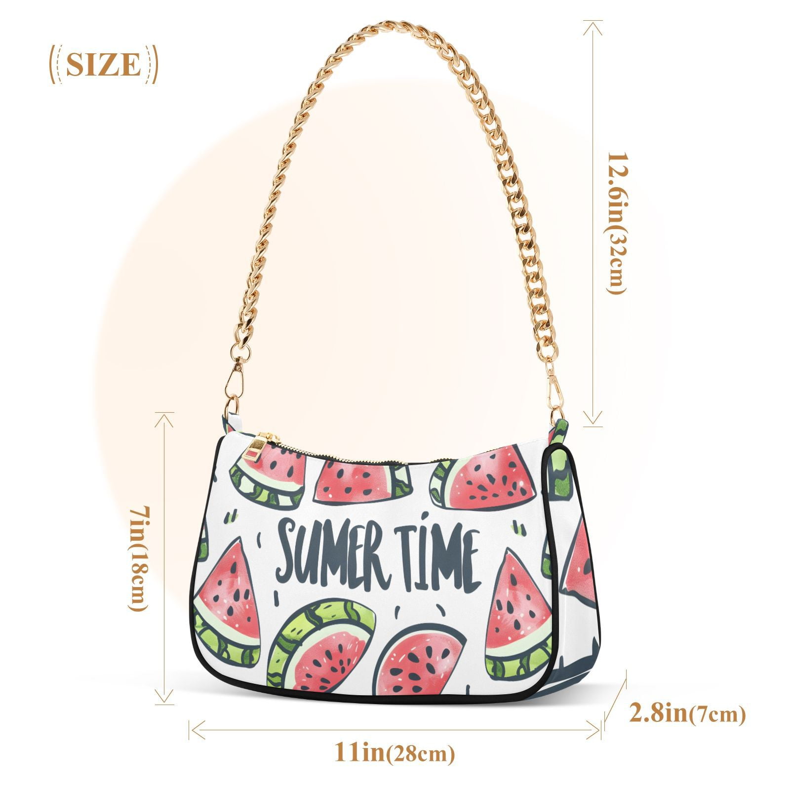 Watermelon Summer TimeWomen Small Shoulder Bag Crossbody Tote Hobo Bags Purse Clutch Handbags with Chain Strap for Women