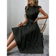 thumbnail image 4 of Fashion SMihono Summer Casual Flutter Short Sleeve Midi Dress,Solid Ruffle Trim Belted Dress,Boho Dresses for Women 2025 Fall Casual Black L, 4 of 5