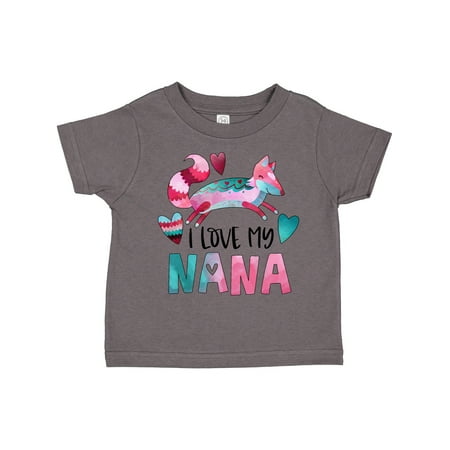 

Inktastic I Love My Nana Pink and Blue Fox with Hearts Gift Toddler Boy or Toddler Girl T-Shirt