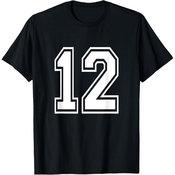 Retro Athletic Number 12 Varsity Sports Jersey Style T-Shirt for Men and Women Unisex Casual Team Spirit Apparel
