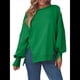 thumbnail image 2 of Sudaderas de Gran Tamaño para Mujer, Cuello Redondo, Larga, Informales, Holgadas, con Abertura, Otoño 2025 Verde XXL, 2 of 8