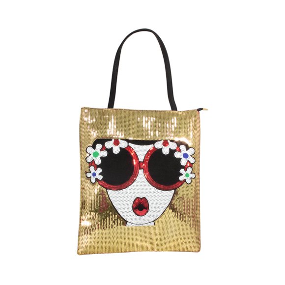 Bolso de Mano Dama Chic Dorado Importadora La Merced Lentejuelas Tornasol Lona Alta Resistencia