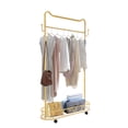 thumbnail image 6 of 1 PCS Gold Clothes Rack, Movable Coat Rack, Coat Rack with Storage Basket, Basket Load Capacity: 15-20kg/33.07-44.09 lbs, used in hallways, bedrooms, living rooms, bathrooms, entryways, 6 of 12