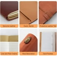 thumbnail image 4 of Leather Vintage Notebook with Elastic Closure and Card Pockets, Refillable Travel Journal Diary, Handmade Leather Notepad 2 Kinds of Insert Book Gift(Light Blue), 4 of 9