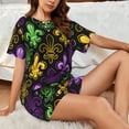 thumbnail image 6 of Bixox Women's Mardi Gras1 Printed Pajama Set 2 Piece Lounge Set Top and Shorts Soft Pajamas, Shorts with Pockets, 6 of 7