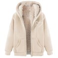 thumbnail image 3 of Pxxlle Plus Size Zip Up Hoodie Sweatshirts for Women Winter Sherpa Fleece Lined Hooded Sweatshirt Casual Long Sleeve Jackets with Pockets Beige XXL, 3 of 5