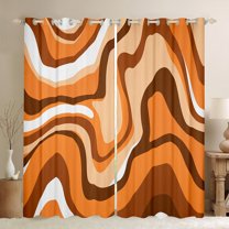 jejeloiu Waves Lines Curtains Pack of 2 (42x84 Each),Minimalism Geometric Stripes Curtains Blackout,Orange White Bedroom Curtains For Girls Boys,Super Cozy Room Decor