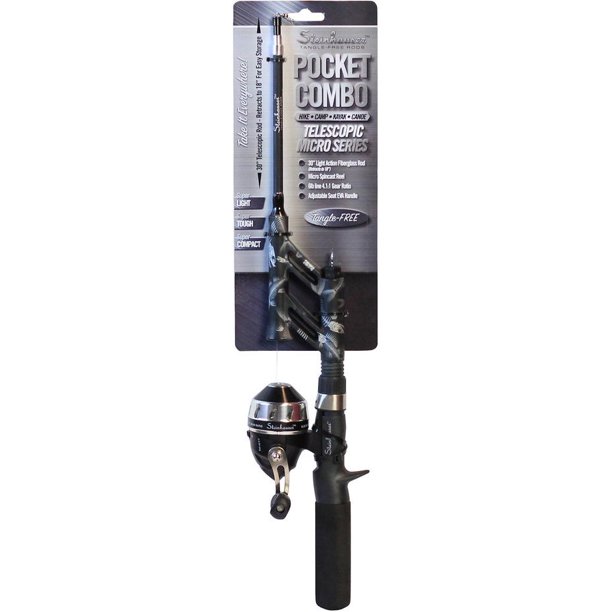 Steinhauser Black Telescopic Fishing Rod and Spincast Reel Combo Micro