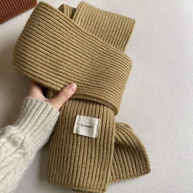Bufanda de punto de color sólido para mujer, otoño e invierno, cálida y gruesa, para parejas, para hombres y parejas