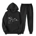 thumbnail image 2 of successthop 2 Piece Lounge Set Women Fleece Long Sleeve Hoodie and Jogger Sweatpant Floral Fall Sportwear with Pockets, 2 of 7