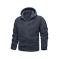thumbnail image 5 of BXJX Men's Fuzzy Fleece Hoodie Jackets- Sherpa Lined Open Front Full Zip Warm Casual Outwear with Pockets Dark Gray Size 2XL, 5 of 9
