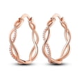 thumbnail image 5 of MULA Original Rose Color 925 Sterling Silver Weave Hoop Earrings, Sparkling AAA Cubic Zirconia, Anniversary Birthday Gifts for Her, 5 of 7