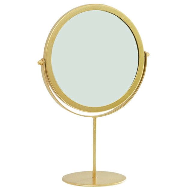 Golden Rotating Cosmetic Mirror for Females Stable Base Glass Desktop Accessories 4.72 Inches