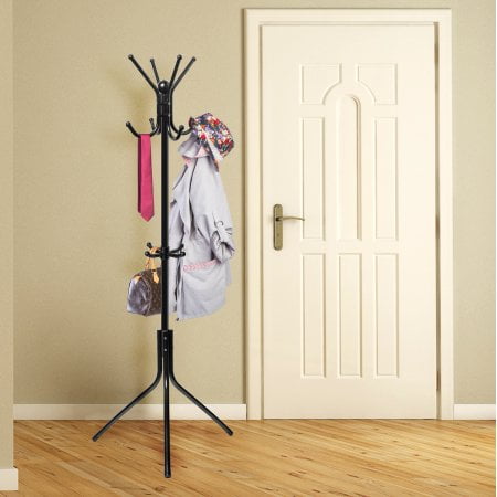 Tree Coat Hat Rack Stand - OxGord Coat Hat Metal Rack Organizer Hanger Hook Stand for Purse Handbag Jacket Scarf