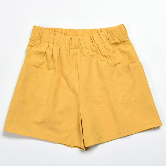 DPTALR Short Décontracté en Coton Massif Froissé à Jambes Larges et Minces, Taille Haute