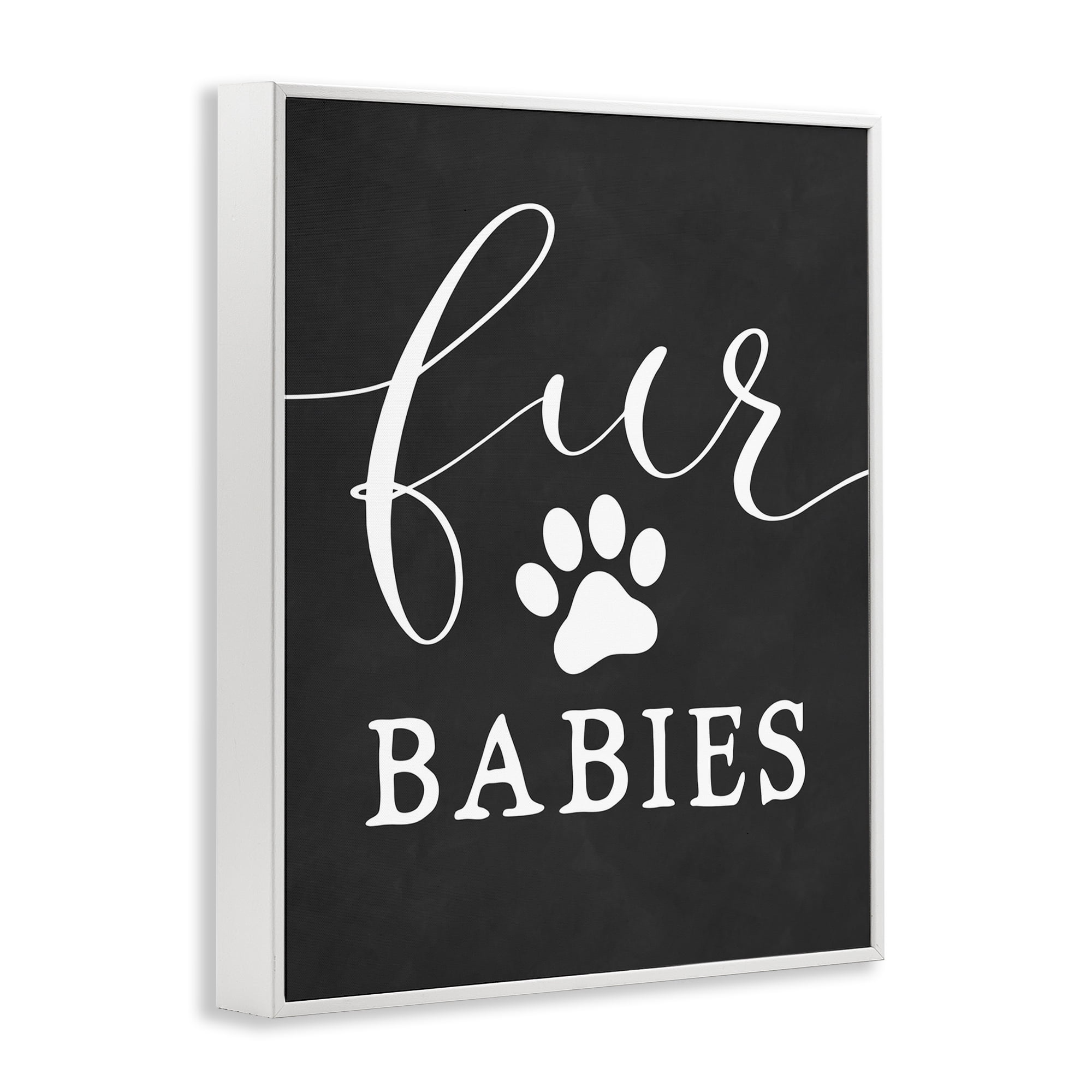 Stupell Industries Fur Babies Pet Phrase Typography Painting White Framed Art Print Wall Art, 16 x 20