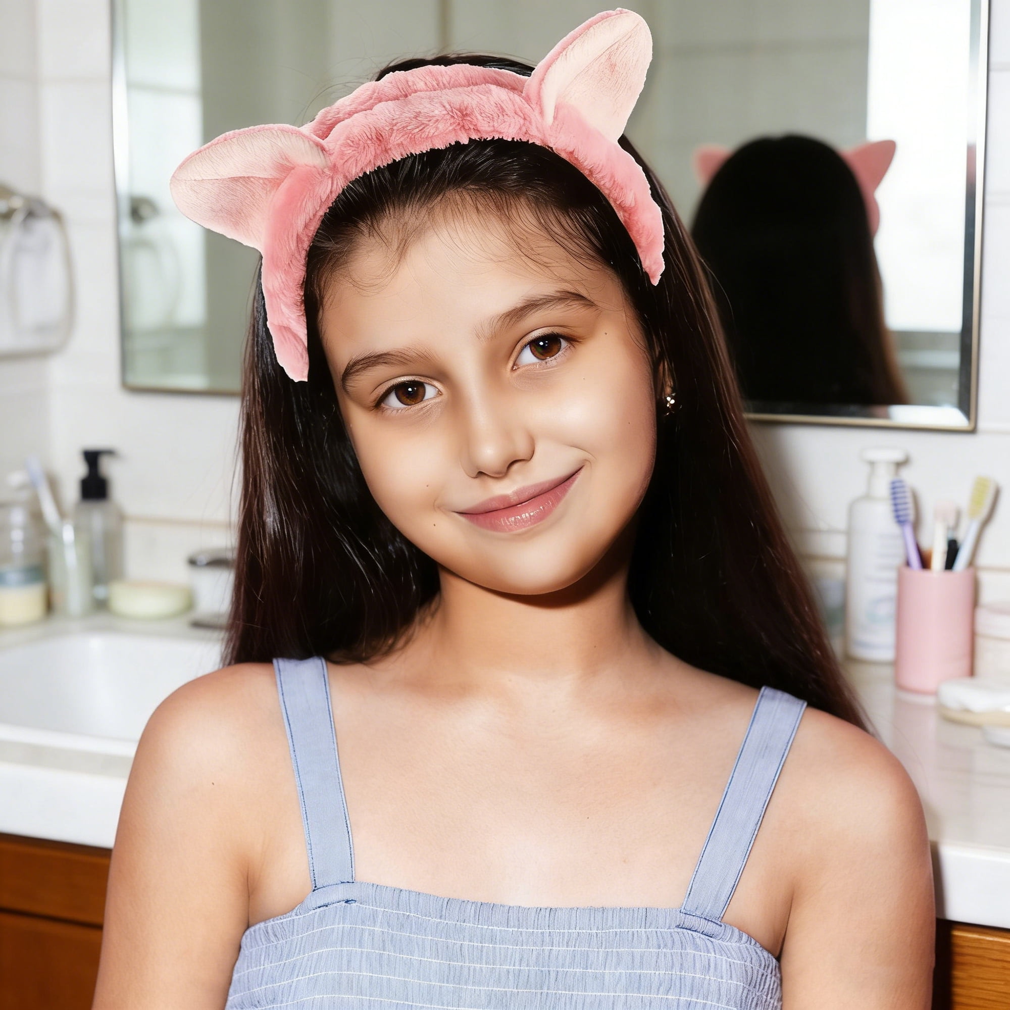 Unique Bargains Cute Cartoon Cat Ears Headbands for Women 7.09"x6.50"  1 Pc Dark Pink