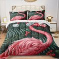 thumbnail image 2 of Pink Flamingo Wearing Santa Hat (21) Comforter Set With 2 Pillowcases，3 Pcs Bedding For Adults Comforter Set For Bedroom Bed Decor Queen Size, 2 of 7