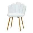 thumbnail image 3 of Vanity Chair for Makeup Room - Midcentury Modern Accent Velvet Chair with Back Support, Bow chair Gold Legs for Living Room Bedroom (White), 3 of 8