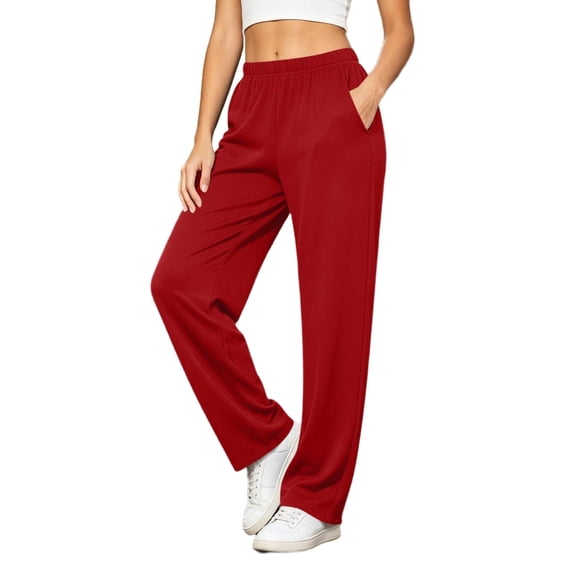 Gytharion 2026 Women's Plus Size Joggers with Pockets Solid Color Elastic Waist Loose Sweatpants Casual Straight Leg Track Pants