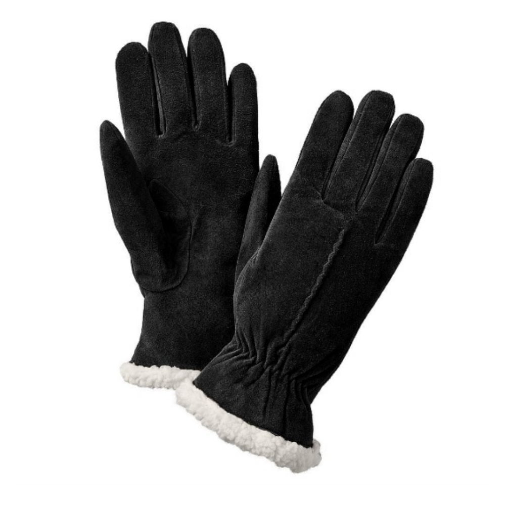 Isotoner Isotoner Womens Black Suede Gloves with Sherpasoft Lining