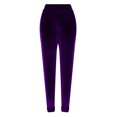 thumbnail image 5 of XFLWAM Womens Elastic High Waist Gold Velvet Trousers Casual Baggy Sweatpants Comfort Lounge Joggers Pants with Pockets Purple L, 5 of 6