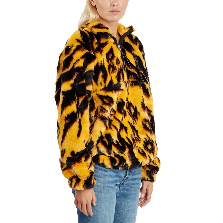 Aries Arise Women's Furry Half Zip, Animal Print, X-Small