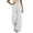 White, variant on Casual Summer Pants Loose Straight Leg Trousers With Pockets Lace Trim And Pleated Detail Comfortable Flowy Bottoms
