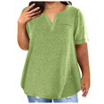 thumbnail image 1 of Women's Color Block Gradient Print V Neck Short Sleeve Casual Loose Tops, 1 of 6