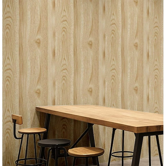S4Sassy Peel And Stick Wall Covering, Natural Oak Texture Print Walls Wrap - Instant Wall Makeover For Commercial Interiors, Offices, Reception Areas- Self Adhesive Vinyl Wallpaper - Beige, 25"X120"