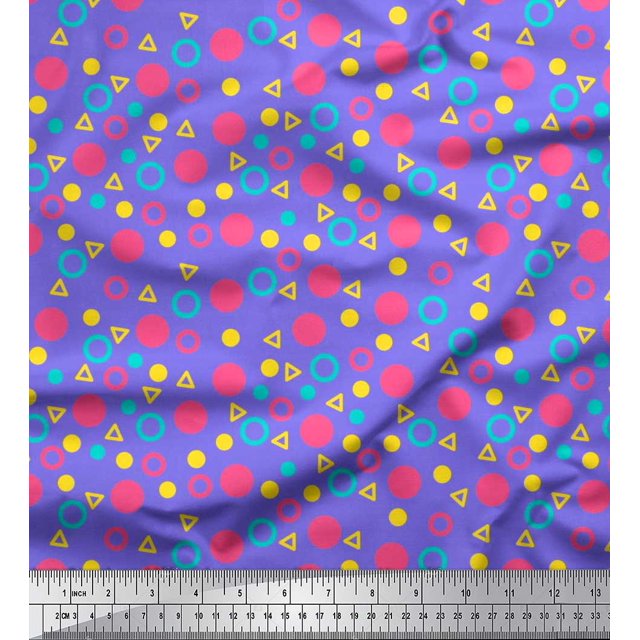 Soimoi Cotton Jersey Fabric Circle,Dot & Triangle Geometric Print Fabric by Yard 58 Inch Wide