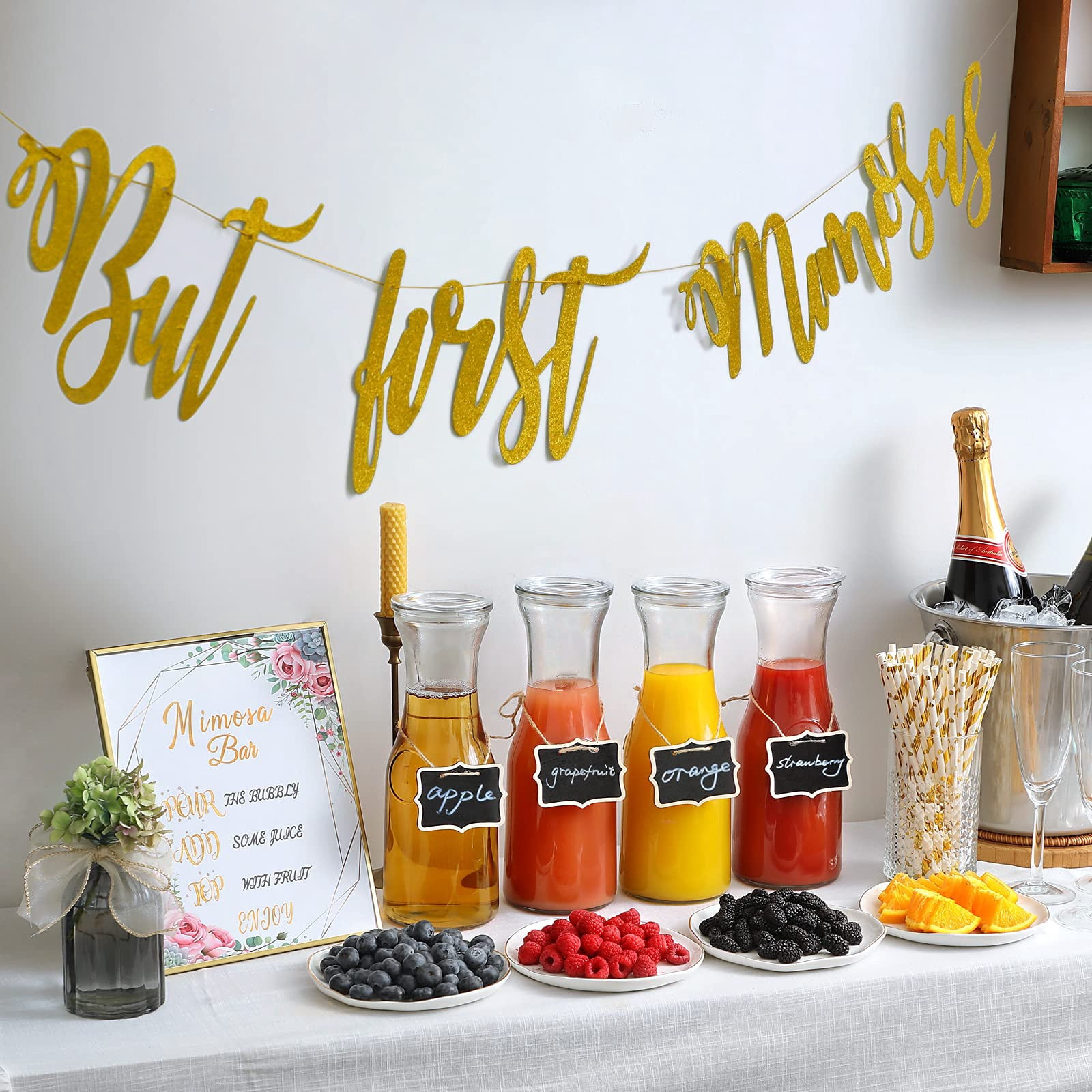 Set of 4 Glass Carafe with Lids, 1 Liter Glass Pitcher with Lid for Water, Juice, Iced Tea, Lemonade and Mimosa Bar, Clear Glass Water Bottles and Beverage Pitcher for Fridge