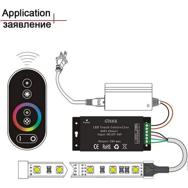 DC12V 24V 6Ax3channel 18A RF Wireless Touch RGB RGB LED