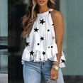 thumbnail image 2 of Womens Tops Dressy Casual,Women's Summer Boho Floral Print Halter Tee Top Mock Neck Sleeveless Tank Blouse, 2 of 4