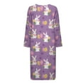 thumbnail image 4 of Yuyamidu Rabbit Zipper Up Robes Easter Egg Long Sleeve Robe for Women Purple Mid-Calf Length Bathrobe Female Nightgown Sleepwear Home Crewneck Loungewear Size L, 4 of 7