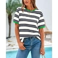 thumbnail image 2 of BTFBM Summer Tops for Women Crewneck Short Sleeve Striped T Shirts Casual Spring Clothes Color Block Basic Tee Blouses, 2 of 7
