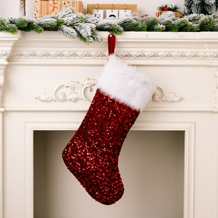 

DYWADE Home Decor Chandeliers Glass Clear And Dark Christmas Clothing Hanging Ornaments Sequins Christmas Stockings Multicolor Plush Christmas Stockings Gift Bags For Kids