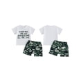 thumbnail image 3 of Loicainy Toddler Baby Boy Summer Clothes Set 12 18 24 Months 2T 3T 4T 5T Letter Print Short Sleeve Crew Neck T Shirt Elastic Waist Camouflage Shorts 2 Piece Outfits, 3 of 10