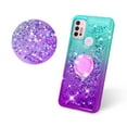 thumbnail image 3 of SOGA Quicksand Cover Cute Girl Phone Case Compatible for Motorola Moto G30 Case, Moto G10 Case, with Ring for Magnetic Car Mounts, Lanyard, Tempered Glass - Purple / Teal, 3 of 6