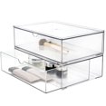 thumbnail image 1 of Youngever Paquete de 2 cajones organizadores apilables grandes, organizador de maquillaje apilable, almacenamiento de maquillaje apilable, organizadores de cosméticos transparentes, cajones organizado, 1 of 5