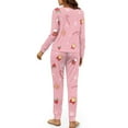thumbnail image 3 of Yuyamidu Christmas Bell Pajama Set of 2 Pink Women's Long Sleeve Night Top and Long Pants with Pockets Size 2XL Candy Canes Round Neck Sleepwear for Yoga Sleep Jogger Pjs, 3 of 7