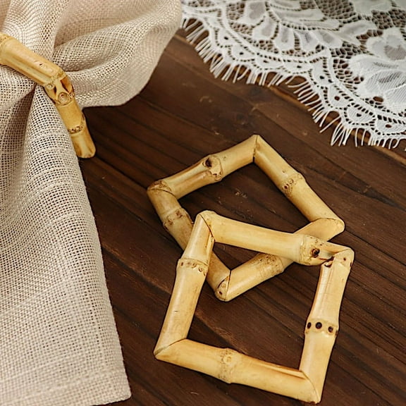 BalsaCircle 4 Natural Square Bamboo Wood Napkin Rings Wedding Party Events Reception Home Decorations Supplies