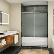 Sunny Shower 60 in.W x 57.4 in.H Double Sliding Tub Shower Door 1/4 inch Frosted Glass Chrome Finish