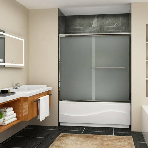 57 4 In H Bathtub Shower Door, How To Install Sliding Glass Door On Bathtub