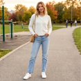 thumbnail image 6 of Dwellite Womens Cardigan Cropped Button Up Sweater Loose Fit Long Sleeve Polka Dot Comfy Crew Neck Fall Winter Knit Cardigan Jackets 2026 White L, 6 of 7